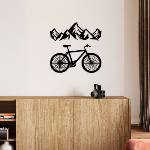 Wallity Metalna zidna dekoracija, Mountain And Bicycle - M slika 2