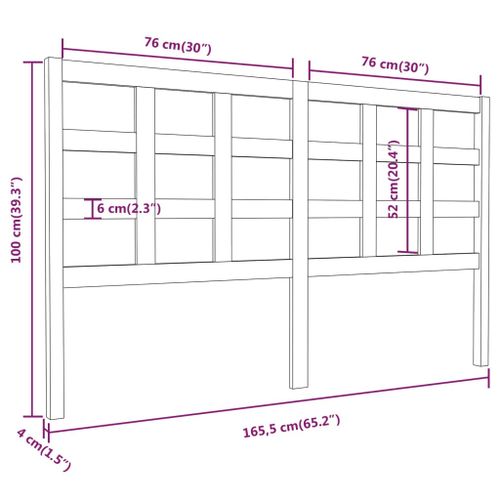 Uzglavlje za krevet boja meda 165,5x4x100 cm masivna borovina slika 6