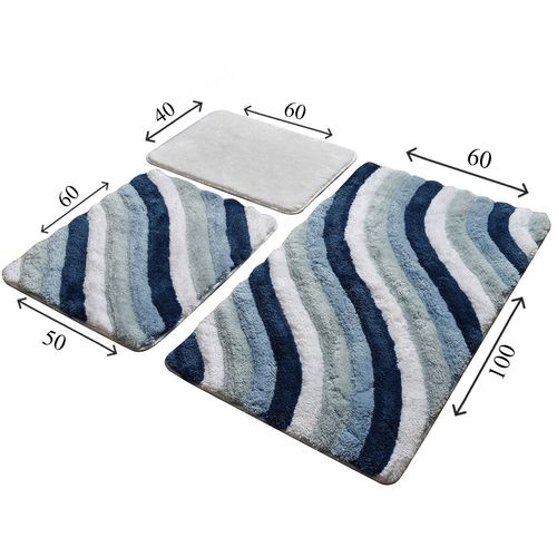 Colorful - Blue Multicolor Acrylic Bathmat Set (3 Pieces) slika 3