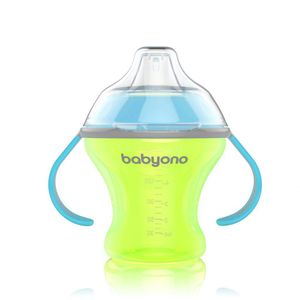 BabyOno Neprolijevajuća čaša Natural, plavo-zelena