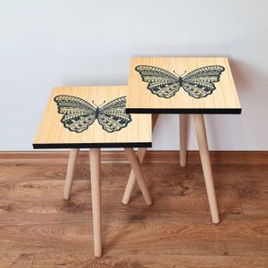 Set od 2 Beige Beige/Black Stolića za Gniježđenje