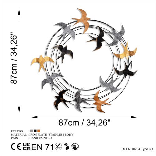 Wallity Metalna zidna dekoracija, Spiral Flock 6 slika 7