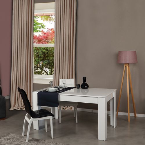 Bois - Shiny White White Extendable Dining Table slika 1