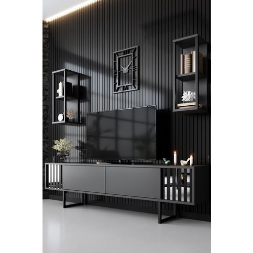 Woody Fashion Komoda za TV, Chrome Line - Anthracite, Black slika 1