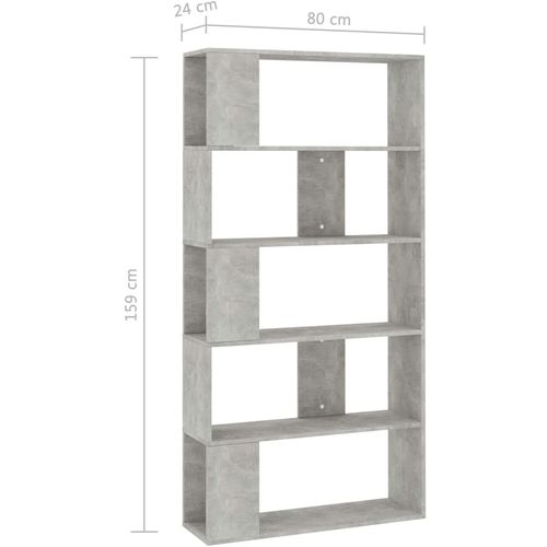 Ormarić za knjige / pregrada boja betona 80x24x159 cm iverica slika 28