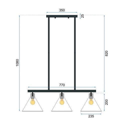 TOOLIGHT STAKLO METALNA STROPNA SVJETILKA APP318-3CP slika 5