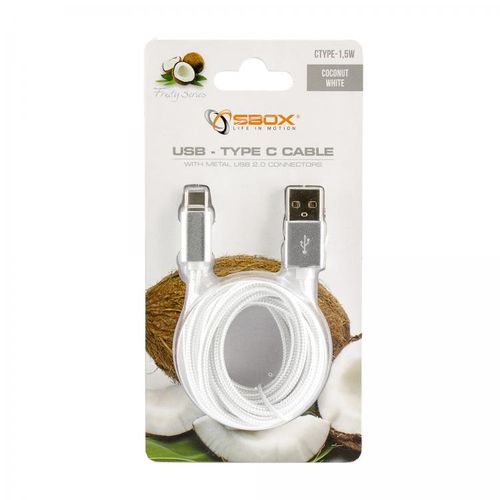 SBOX kabel USB->TYPE C M/M 1,5M Fruity bijeli slika 2