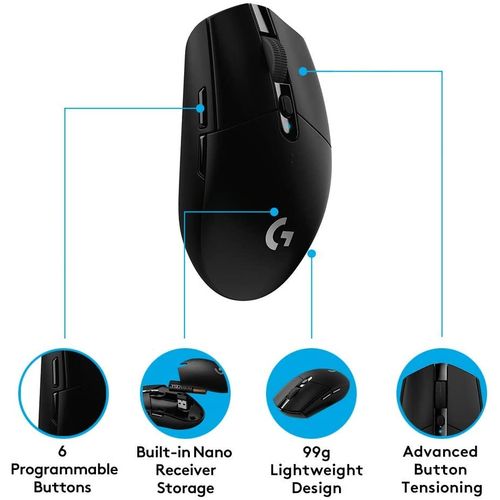 Logitech G305 LIGHTSPEED Bežični Gaming Miš, crni slika 5