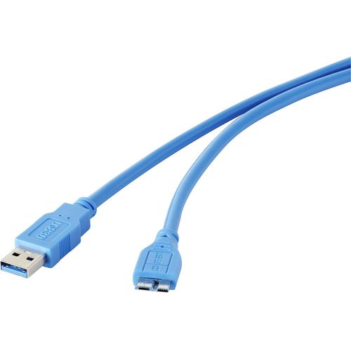 Renkforce USB kabel USB 3.2 gen. 1 (USB 3.0) USB-A utikač, USB-Micro-B 3.0 utikač 0.30 m plava boja pozlaćeni kontakti RF-4264533 slika 1