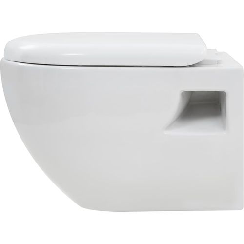 Zidna toaletna školjka s ugradbenim vodokotlićem keramička bijela slika 43