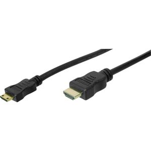 Digitus HDMI priključni kabel HDMI A utikač, HDMI Mini C utikač 3.00 m crna AK-330106-030-S pozlaćeni kontakti HDMI kabel