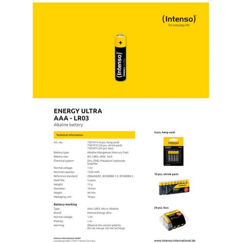 (Intenso) Baterija alkalna, AAA LR03/24, 1,5 V, blister 24 kom - AAA LR03/24 slika 5