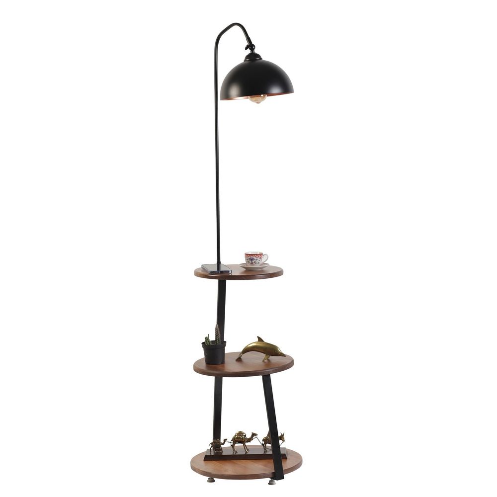 Stojeća Lampa Sorti 8743-1 u Crnoj Boji sa Orahovim Detaljima slika 2