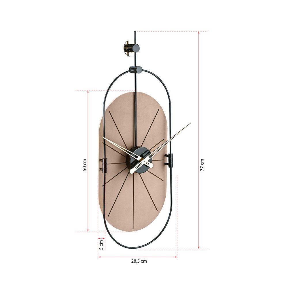 Dekorativni Metalni Zidni Sat - Sntr Brown Black slika 6