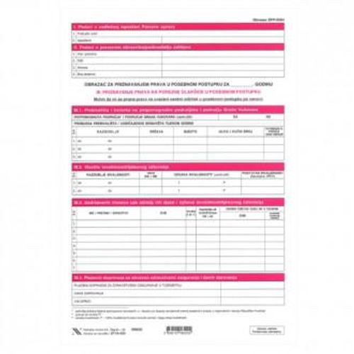 IX-420 Zahtjev za priznavanjem prava u posebnom postupku (obrazac ZPP-DOH), arak, 21x29,7 cm slika 1