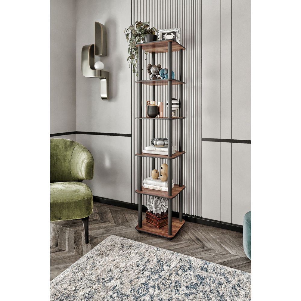  Bookshelf Bookcase 6 Tiers Square, colour Walnut slika 1