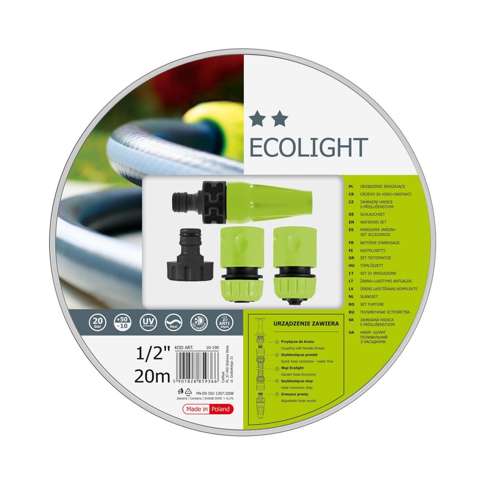 CELLFAST crijevo za vodu 1/2" 20m sa spojnicama set "Ecolight" slika 1
