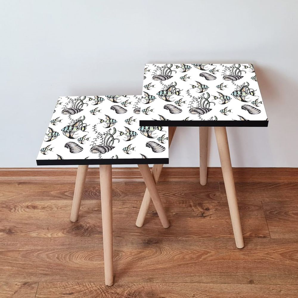 Nesting stolovi 2Shp400 - (2 komada) - boje: bijela, crna, zelena, plava slika 1