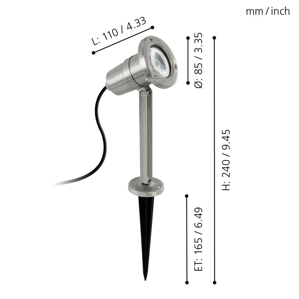 Eglo  Nema vanjska ubodna/1, gu10, led, 1x5w, inox  slika 5