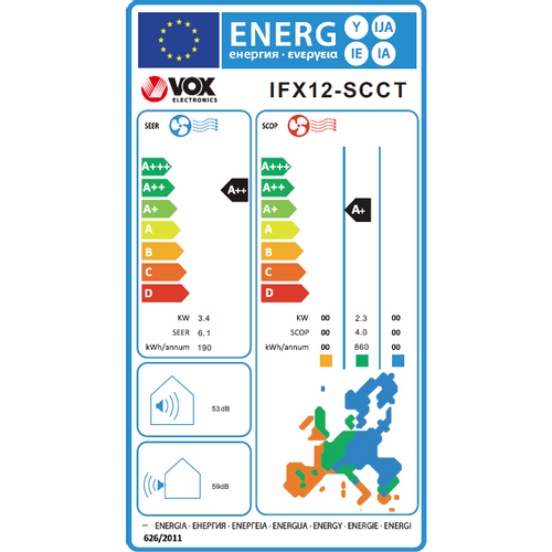 Vox IFX12-SCCT Inverter klima uređaj, 12000BTU, Wi-Fi Ready slika 2