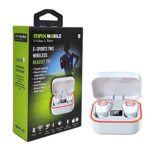 MaxMobile slušalice bluetooth TWS E-SPORT T11 RGB white slika 1