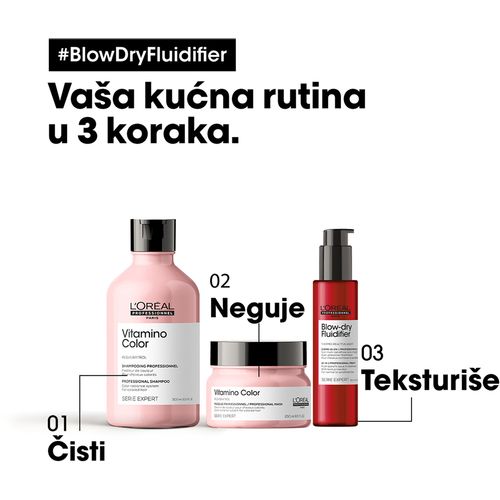 Loreal Professionnel Paris Blow Dry Fluidifier 10 u 1 profesionalna višenamenska krema sa zaštitom od toplote za normalnu i osetljivu kosu 150ml slika 4