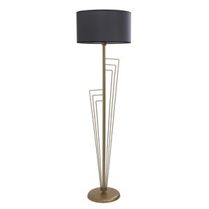 Kelebek Eskitme Lambader Silindir Koyu Gri Abajurlu Copper Floor Lamp