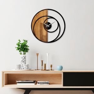Wallity Circle Walnut
Black Decorative Wooden Wall Clock