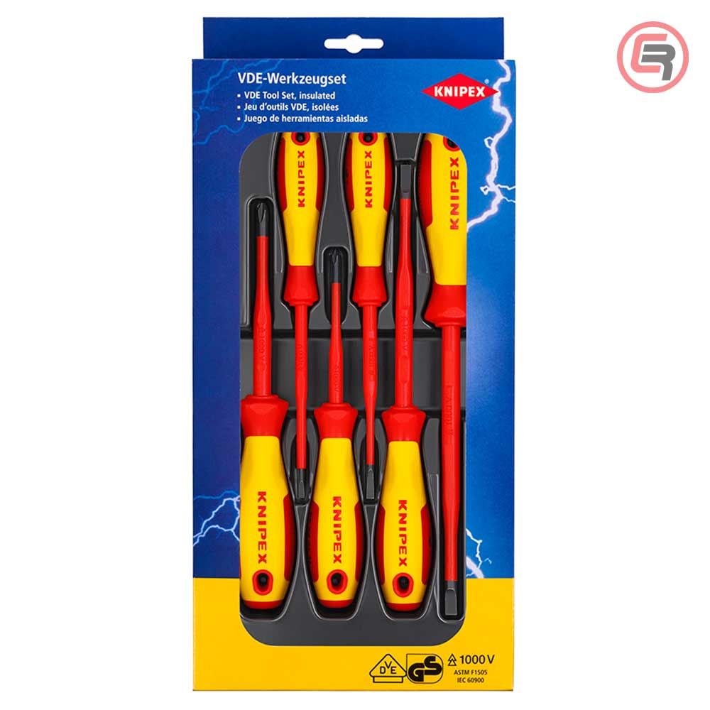 Knipex Garnitura Odvijača Slim VDE 4 plosnata + 2 križna / 6 dijelni 1000V – 00 20 12 V02 slika 1