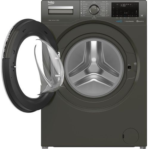 Beko WUE 8736 XCM Veš mašina 8 kg, 1400 rpm, ProSmart™ Inverter Motor, SteamCure®, HomeWhiz® Bluetooth, Dubina 55 cm, Menhetn siva boja slika 3