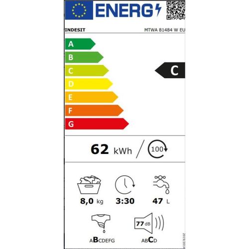 Indesit MTWA81484W Veš mašina, 8 kg, 1400 rpm, Inverter motor, Dubina 60.5 cm slika 10