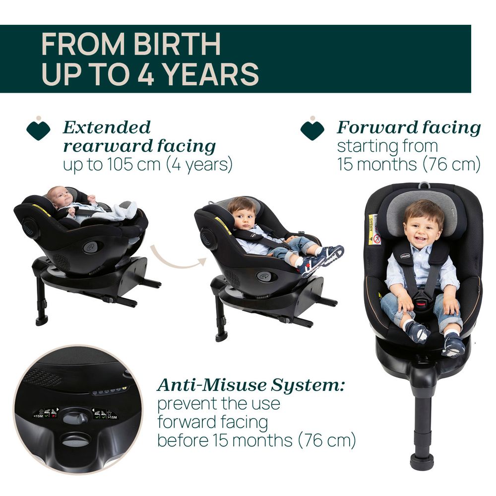Chicco Rotirajuća autosjedalica Seat105 i-Size 360° (40-105cm) Isofix, Posh Black slika 6