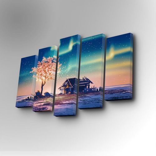 5PUC-076 Multicolor Decorative Canvas Painting (5 Pieces) slika 1