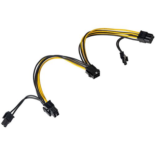 AKYGA Adapter PCI-E 6 pin (m) / 2x PCI-E 6+2 pin (f) 2x 15cm slika 1