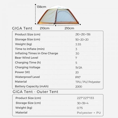 Aerogogo šator za kampiranje samonapuhujući - Air Tent Z01 slika 4