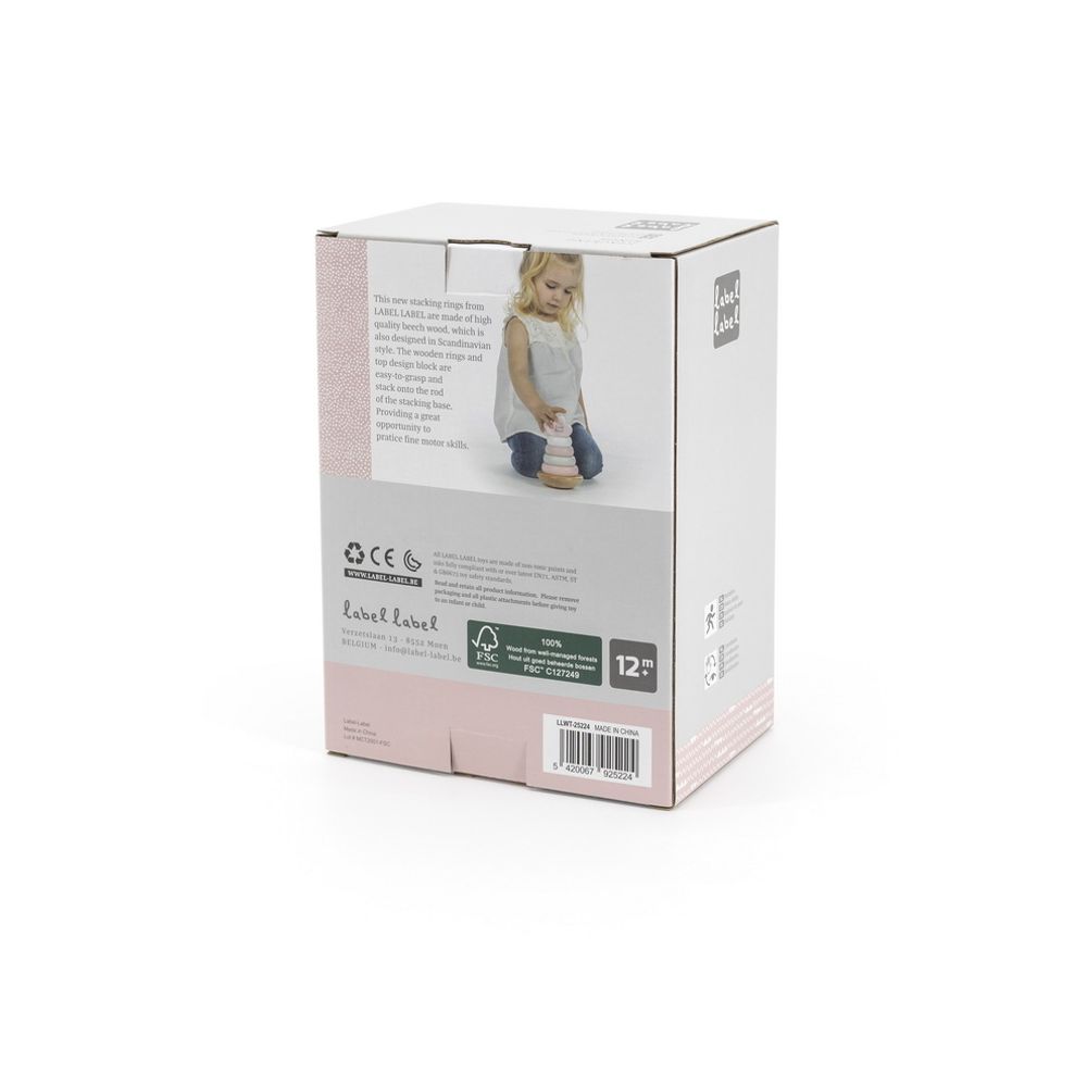Label Label Edukativni drveni toranj sa prstenovima, Pink slika 5