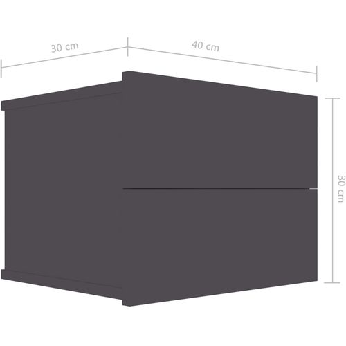 Noćni ormarići 2 kom visoki sjaj sivi 40x30x30 cm od iverice slika 26