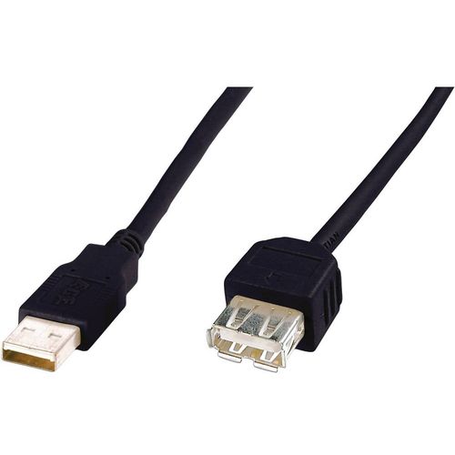 Digitus USB 2.0 produžetak [1x muški konektor USB 2.0 tipa a - 1x ženski konektor USB 2.0 tipa a] 5.00 m crna  Digitus USB kabel USB 2.0 USB-A utikač, USB-A utičnica 5.00 m crna  AK-300202-050-S slika 1