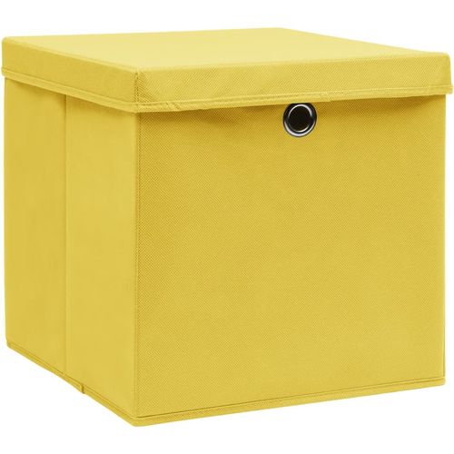 Kutije za pohranu s poklopcima 4 kom 28 x 28 x 28 cm žute slika 25