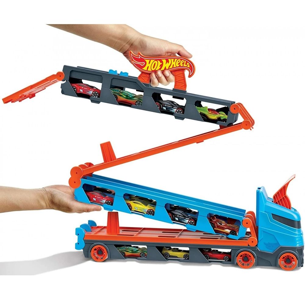Hot Wheels City Speedway Hauler - Kamion staza sa tri autića slika 3