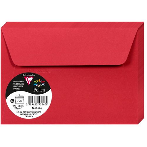 Clairefontaine kuverte Pollen 114x162mm 120gr intensive red 1/20 slika 1