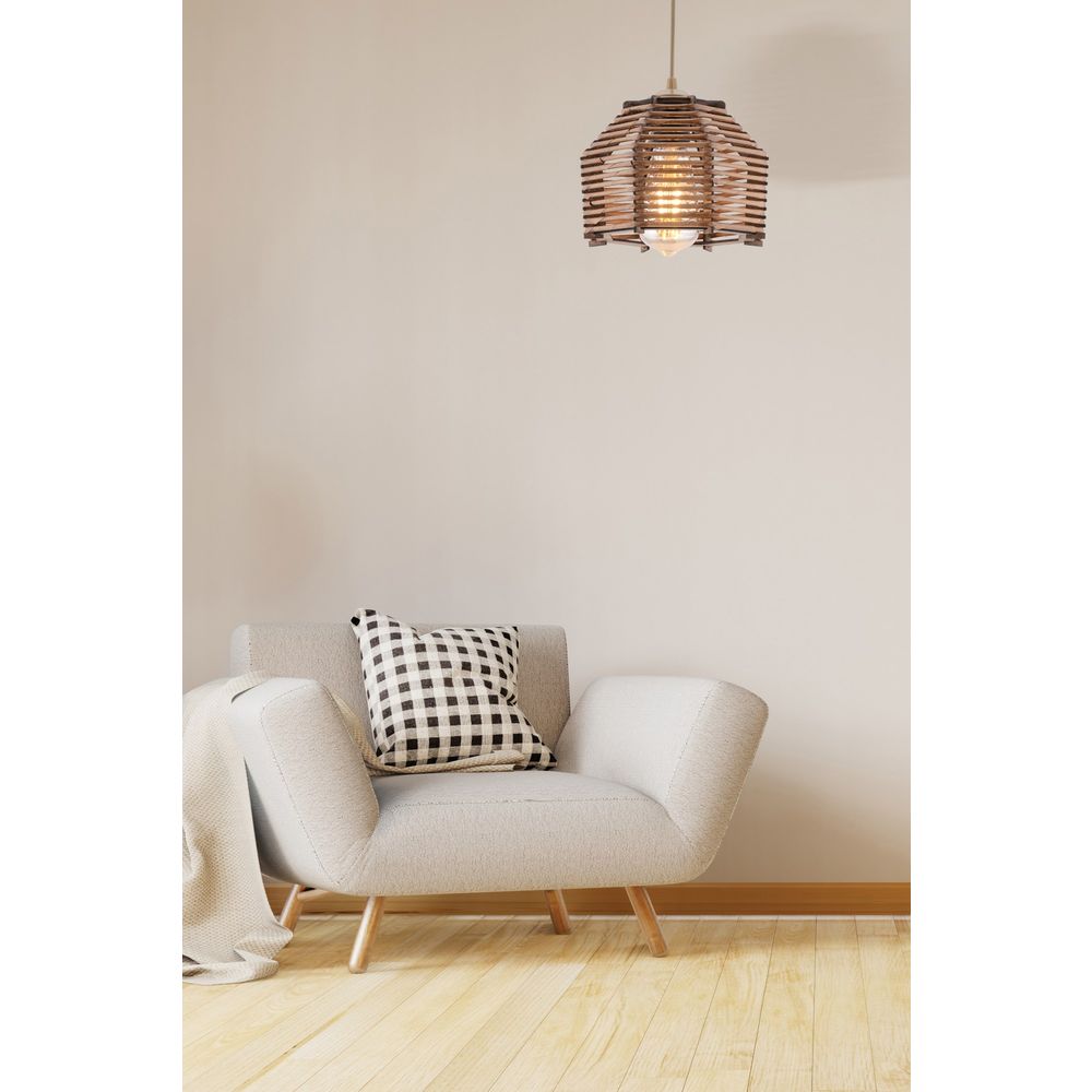 Luster Sare Brown sa Drvenim Tijelom slika 1