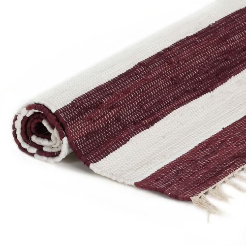 Ručno tkani tepih Chindi od pamuka 120 x 170 cm bordo-bijeli slika 3