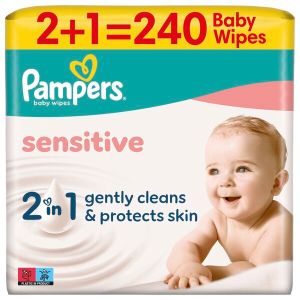 Pampers Sensitive vlažne maramice 3 × 80 kom (2+1)