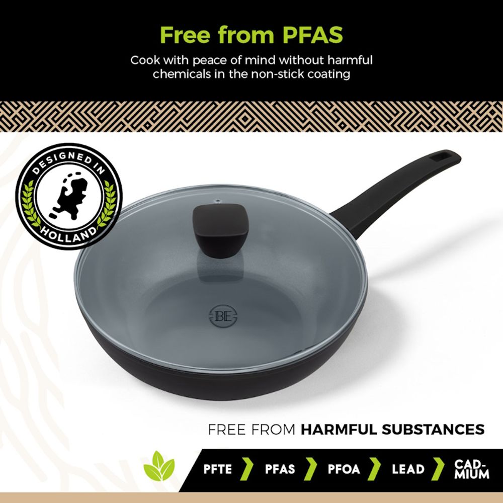 BE Living Wok tava s poklopcem Delight Black 28 cm slika 3