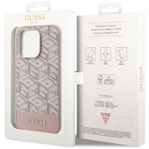 Guess Futrola za iPhone 14 Pro GCUBE PU STRIPES PINK MagSafe slika 2