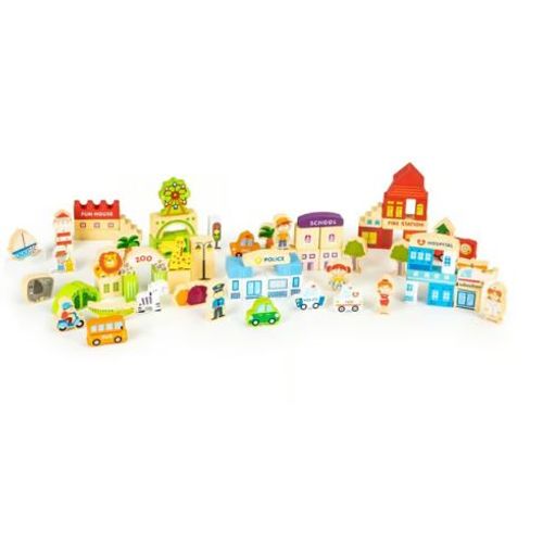 Eco Toys Drvene Edukativne Kocke City Zoo 120 Komada slika 1