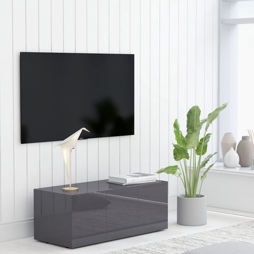 TV ormarić visoki sjaj sivi 80 x 34 x 30 cm od iverice slika 20