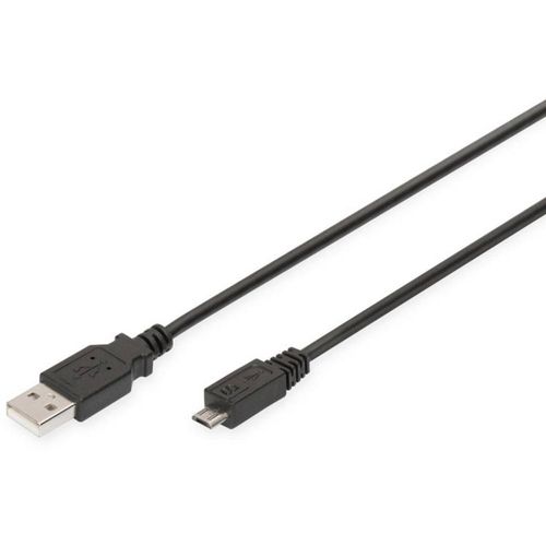 Digitus USB kabel USB 2.0 USB-A utikač, USB-Micro-B utikač 1.00 m crna fleksibilan, zaštićen s folijom, pletena zaštita, sveukupno zaštićen, sa zaštitom AK-870900-010-S slika 2