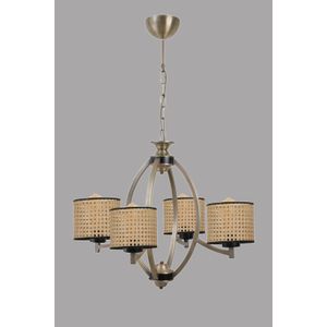 Paul 4 lü eskitme avize rattan abajurlu Brown Chandelier